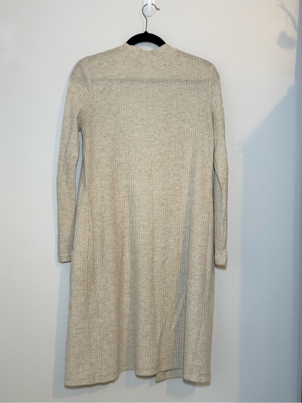 nine britton Long Cream Ribbed Button-Front Cardigan - Picture 2 of 2